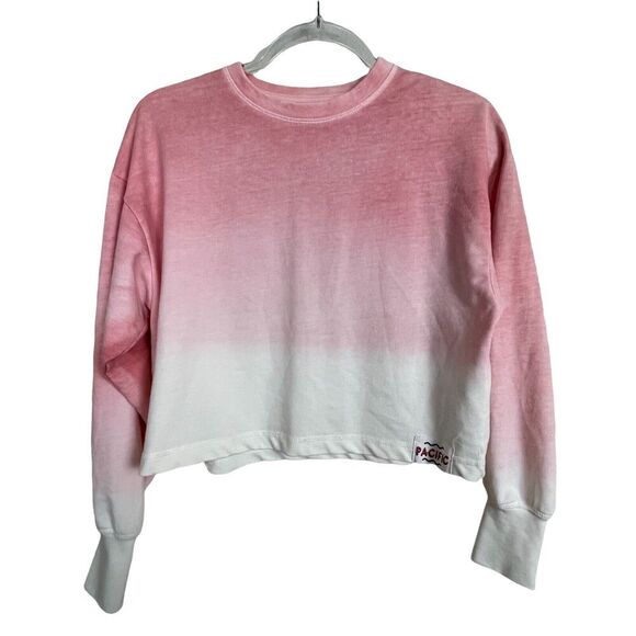 Sinsay Women's Jogger Shirt Size XS Cropped Fleece Long Sleeve‎ Pink Ombre - Picture 1 of 6